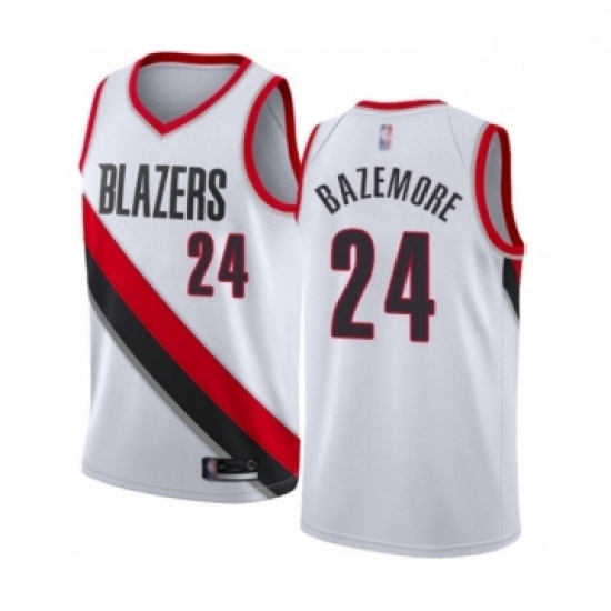 Mens Portland Trail Blazers 24 Kent Bazemore Authentic White Basketball Jersey Association Edition Mens Portland Trail Blazers 24 Kent Bazemore Authentic White Basketball Jersey Association Edition