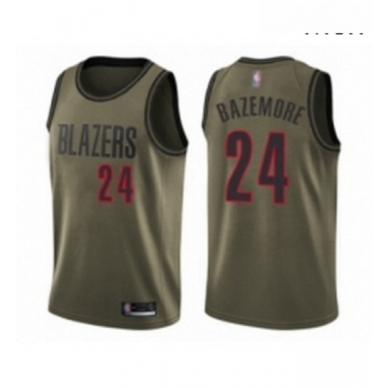 Mens Portland Trail Blazers 24 Kent Bazemore Swingman Green Salute to Service Basketball Jersey Mens Portland Trail Blazers 24 Kent Bazemore Swingman Green Salute to Service Basketball Jersey