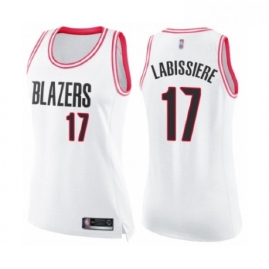 Womens Portland Trail Blazers 17 Skal Labissiere Swingman White Pink Fashion Basketball Jersey Womens Portland Trail Blazers 17 Skal Labissiere Swingman White Pink Fashion Basketball Jersey