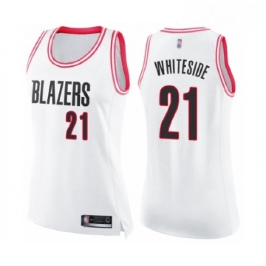 Womens Portland Trail Blazers 21 Hassan Whiteside Swingman White Pink Fashion Basketball Jersey Womens Portland Trail Blazers 21 Hassan Whiteside Swingman White Pink Fashion Basketball Jersey