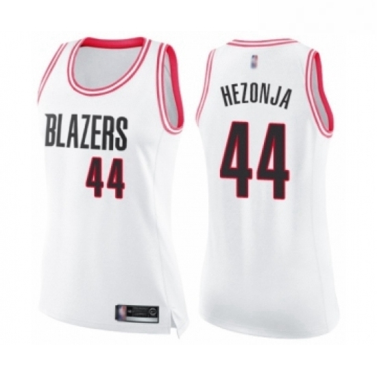 Womens Portland Trail Blazers 44 Mario Hezonja Swingman White Pink Fashion Basketball Jersey Womens Portland Trail Blazers 44 Mario Hezonja Swingman White Pink Fashion Basketball Jersey