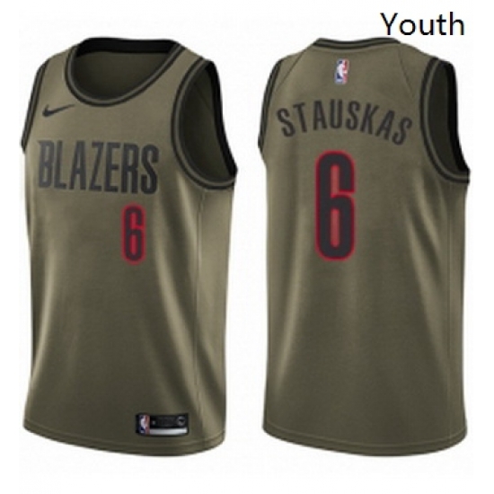 Youth Nike Portland Trail Blazers 6 Nik Stauskas Swingman Green Salute to Service NBA Jersey Youth Nike Portland Trail Blazers 6 Nik Stauskas Swingman Green Salute to Service NBA Jersey