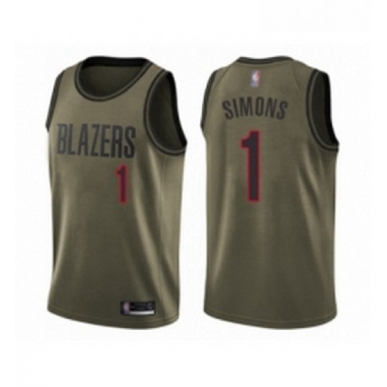 Youth Portland Trail Blazers 1 Anfernee Simons Swingman Green Salute to Service Basketball Jersey Youth Portland Trail Blazers 1 Anfernee Simons Swingman Green Salute to Service Basketball Jersey