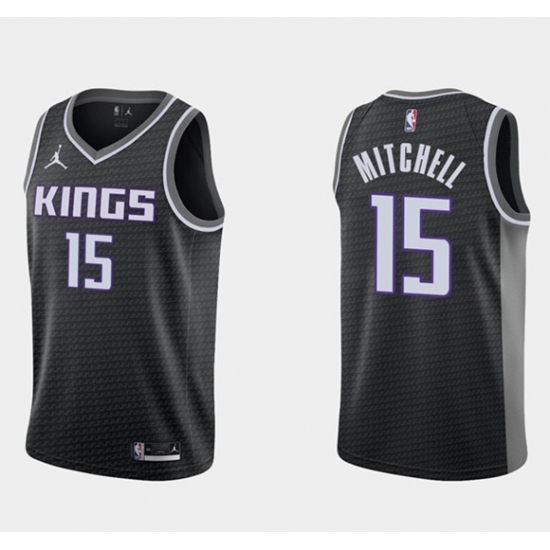 Men Sacramento Kings 15 Davion Mitchell Swingman Black Statement Edition Stitched Jersey Men Sacramento Kings 15 Davion Mitchell Swingman Black Statement Edition Stitched Jersey