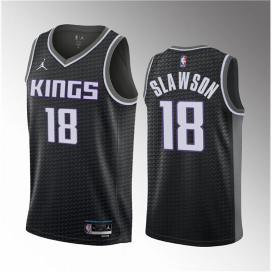 Men Sacramento Kings 18 Jalen Slawson Black 2023 Draft Statement Edition Stitched Jersey Men Sacramento Kings 18 Jalen Slawson Black 2023 Draft Statement Edition Stitched Jersey