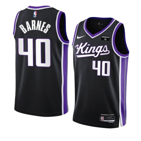 Men Sacramento Kings 40 Harrison Barnes Black 2023 24 Icon Edition Swingman Stitched Basketball Jersey Men Sacramento Kings 40 Harrison Barnes Black 2023 24 Icon Edition Swingman Stitched Basketball Jersey