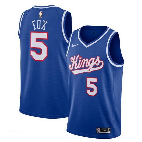 Men Sacramento Kings 5 De'Aaron Fox Blue 2019 20 Hardwood Classics Swingman Stitched Basketball Jersey Men Sacramento Kings 5 De'Aaron Fox Blue 2019 20 Hardwood Classics Swingman Stitched Basketball Jersey