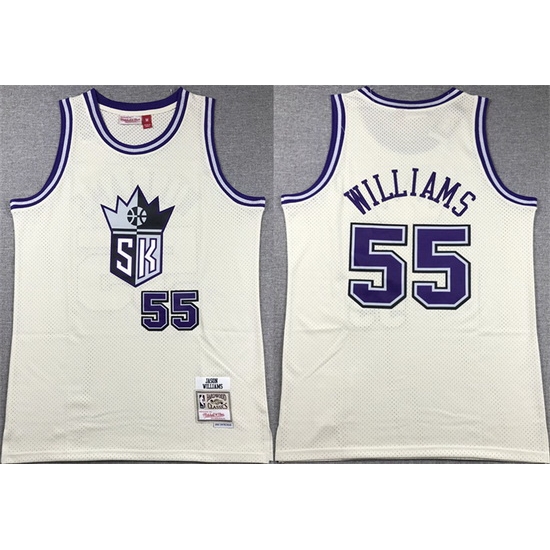 Men Sacramento Kings 55 Jason Williams White Throwback Stitched Jersey Men Sacramento Kings 55 Jason Williams White Throwback Stitched Jersey