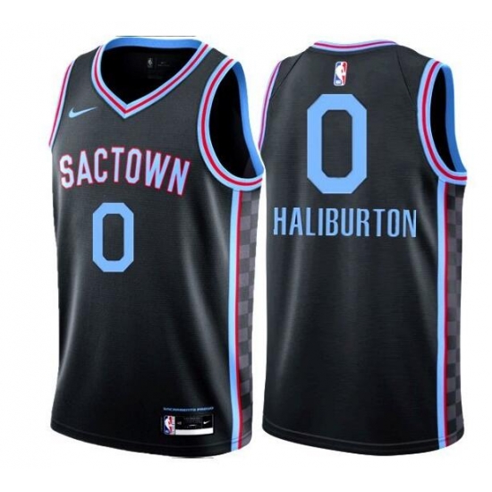 Men Sacramento Kings Tyrese Haliburton #0 Black NBA Jersey Men Sacramento Kings Tyrese Haliburton #0 Black NBA Jersey