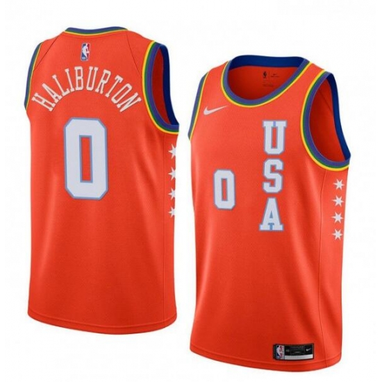 Men Sacramento Kings Tyrese Haliburton #0 Orange NBA Jersey Men Sacramento Kings Tyrese Haliburton #0 Orange NBA Jersey