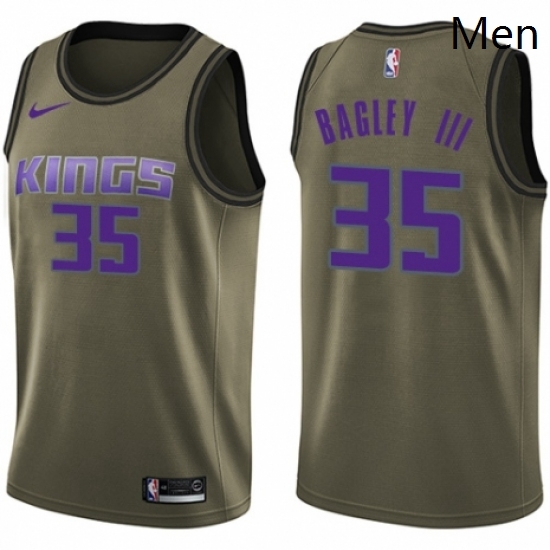 Mens Nike Sacramento Kings 35 Marvin Bagley III Swingman Green Salute to Service NBA Jersey Mens Nike Sacramento Kings 35 Marvin Bagley III Swingman Green Salute to Service NBA Jersey