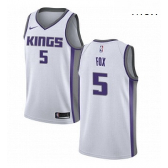 Mens Nike Sacramento Kings 5 DeAaron Fox Swingman White NBA Jersey Association Edition Mens Nike Sacramento Kings 5 DeAaron Fox Swingman White NBA Jersey Association Edition