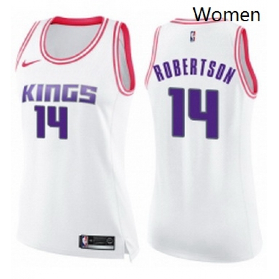 Womens Nike Sacramento Kings 14 Oscar Robertson Swingman WhitePink Fashion NBA Jersey Womens Nike Sacramento Kings 14 Oscar Robertson Swingman WhitePink Fashion NBA Jersey