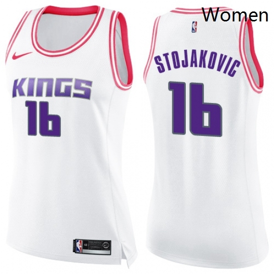 Womens Nike Sacramento Kings 16 Peja Stojakovic Swingman WhitePink Fashion NBA Jersey Womens Nike Sacramento Kings 16 Peja Stojakovic Swingman WhitePink Fashion NBA Jersey