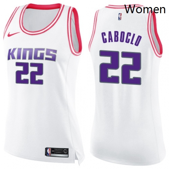 Womens Nike Sacramento Kings 22 Bruno Caboclo Swingman WhitePink Fashion NBA Jersey Womens Nike Sacramento Kings 22 Bruno Caboclo Swingman WhitePink Fashion NBA Jersey