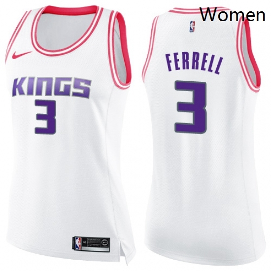 Womens Nike Sacramento Kings 3 Yogi Ferrell Swingman White Pink Fashion NBA Jersey Womens Nike Sacramento Kings 3 Yogi Ferrell Swingman White Pink Fashion NBA Jersey