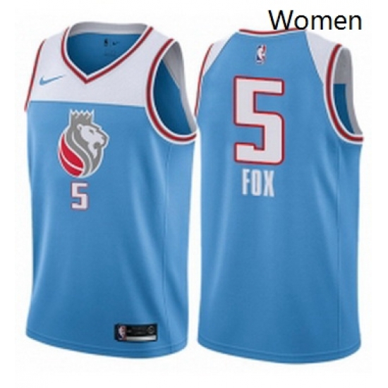 Womens Nike Sacramento Kings 5 DeAaron Fox Swingman Blue NBA Jersey City Edition Womens Nike Sacramento Kings 5 DeAaron Fox Swingman Blue NBA Jersey City Edition