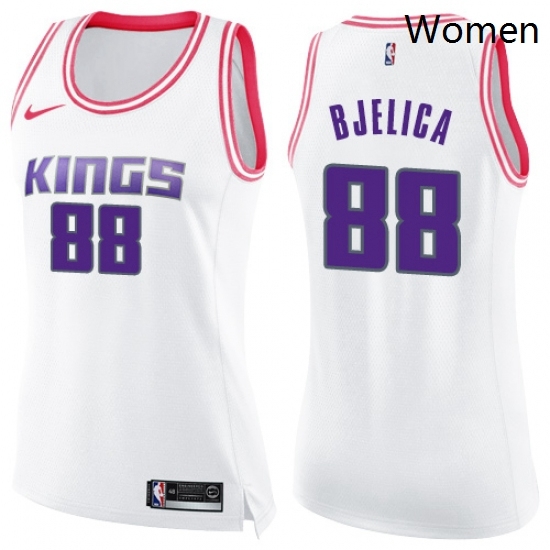 Womens Nike Sacramento Kings 88 Nemanja Bjelica Swingman White Pink Fashion NBA Jersey Womens Nike Sacramento Kings 88 Nemanja Bjelica Swingman White Pink Fashion NBA Jersey