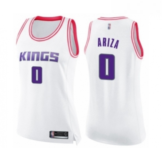 Womens Sacramento Kings 0 Trevor Ariza Swingman White Pink Fashion Basketball Jersey Womens Sacramento Kings 0 Trevor Ariza Swingman White Pink Fashion Basketball Jersey