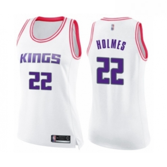 Womens Sacramento Kings 22 Richaun Holmes Swingman White Pink Fashion Basketball Jersey Womens Sacramento Kings 22 Richaun Holmes Swingman White Pink Fashion Basketball Jersey