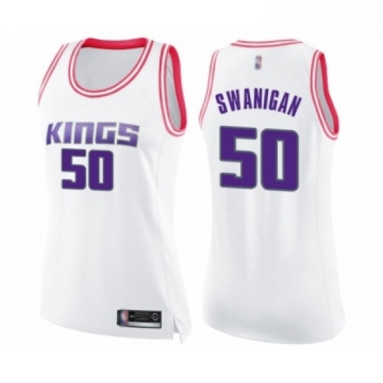 Womens Sacramento Kings 50 Caleb Swanigan Swingman White Pink Fashion Basketball Jersey Womens Sacramento Kings 50 Caleb Swanigan Swingman White Pink Fashion Basketball Jersey