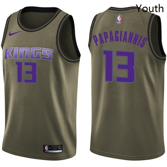 Youth Nike Sacramento Kings 13 Georgios Papagiannis Swingman Green Salute to Service NBA Jersey Youth Nike Sacramento Kings 13 Georgios Papagiannis Swingman Green Salute to Service NBA Jersey