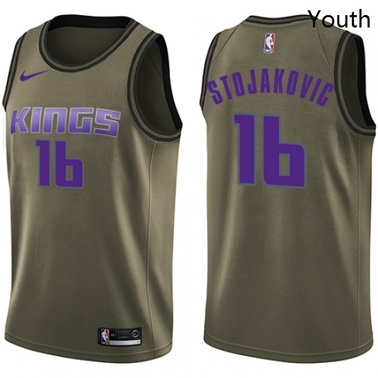Youth Nike Sacramento Kings 16 Peja Stojakovic Swingman Green Salute to Service NBA Jersey Youth Nike Sacramento Kings 16 Peja Stojakovic Swingman Green Salute to Service NBA Jersey