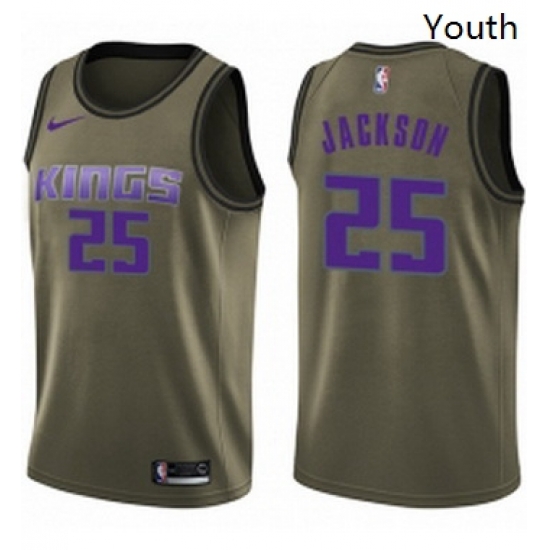 Youth Nike Sacramento Kings 25 Justin Jackson Swingman Green Salute to Service NBA Jersey Youth Nike Sacramento Kings 25 Justin Jackson Swingman Green Salute to Service NBA Jersey