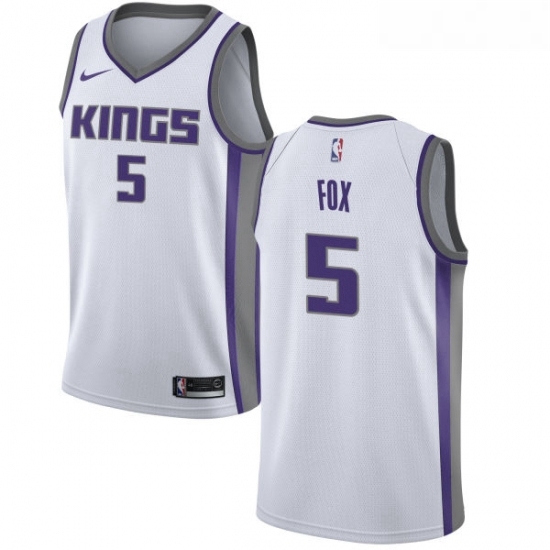 Youth Nike Sacramento Kings 5 DeAaron Fox Swingman White NBA Jersey Association Edition Youth Nike Sacramento Kings 5 DeAaron Fox Swingman White NBA Jersey Association Edition