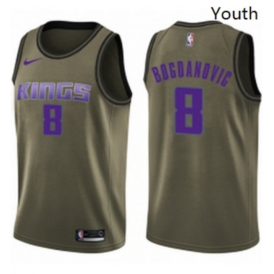 Youth Nike Sacramento Kings 8 Bogdan Bogdanovic Swingman Green Salute to Service NBA Jersey Youth Nike Sacramento Kings 8 Bogdan Bogdanovic Swingman Green Salute to Service NBA Jersey