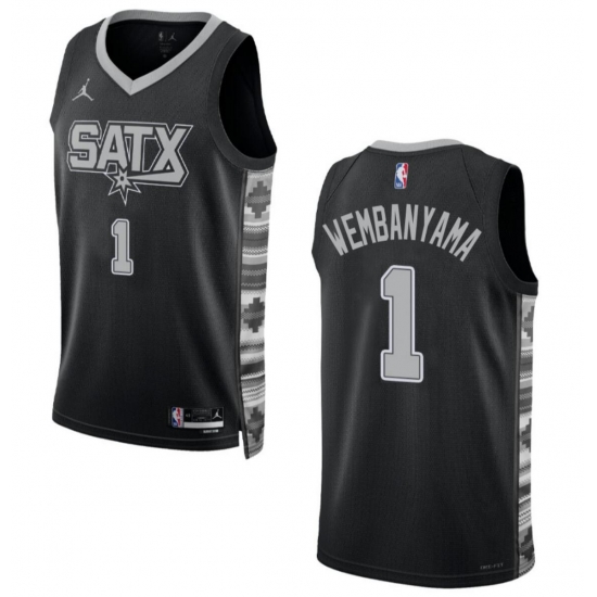 Men San Antonio Spurs #1 Victor Wembanyama 2022-23 Black Stitched Jersey Men San Antonio Spurs #1 Victor Wembanyama 2022-23 Black Stitched Jersey