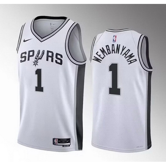 Men San Antonio Spurs 1 Victor Wembanyama White 2022 23 Association Edition Stitched Basketball JerseyS Men San Antonio Spurs 1 Victor Wembanyama White 2022 23 Association Edition Stitched Basketball JerseyS