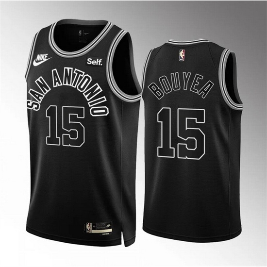 Men San Antonio Spurs 15 Jamaree Bouyea 2022 23 Black Classic Edition Stitched Basketball Jersey Men San Antonio Spurs 15 Jamaree Bouyea 2022 23 Black Classic Edition Stitched Basketball Jersey