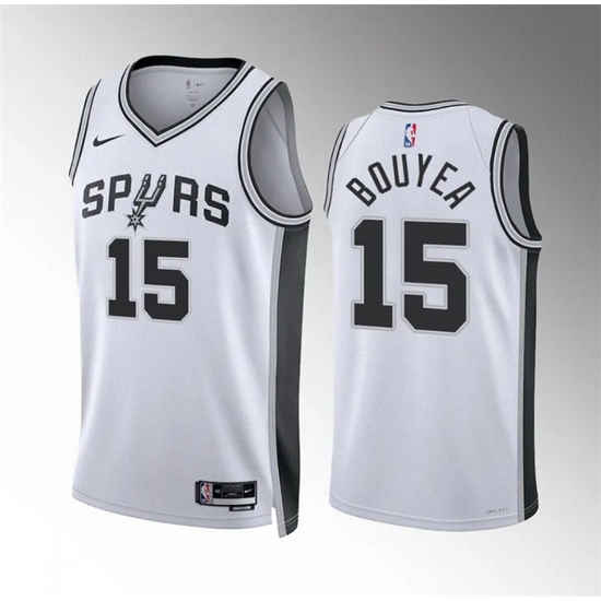 Men San Antonio Spurs 15 Jamaree Bouyea White Association Edition Stitched Basketball Jersey Men San Antonio Spurs 15 Jamaree Bouyea White Association Edition Stitched Basketball Jersey