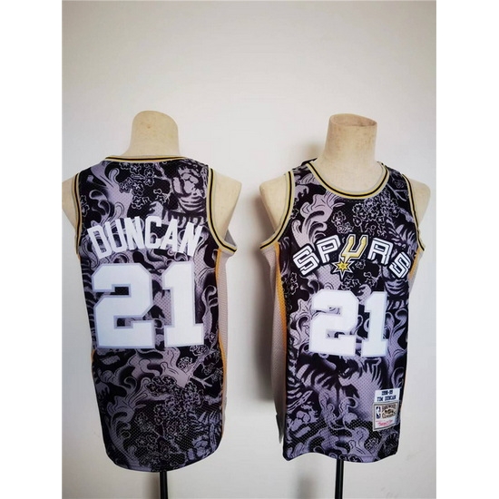 Men San Antonio Spurs 21 Tim Duncan 1998 99 Black Lunar New Year Tiger CNY 4 0 Throwback Stitched Jersey Men San Antonio Spurs 21 Tim Duncan 1998 99 Black Lunar New Year Tiger CNY 4 0 Throwback Stitched Jersey