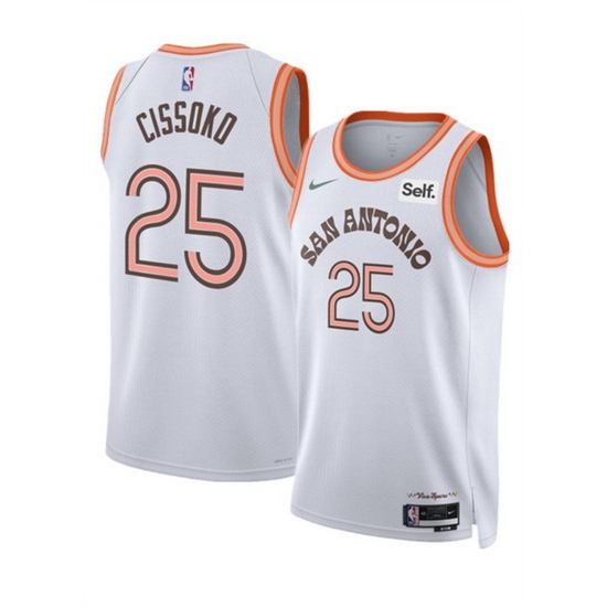 Men San Antonio Spurs 25 Sidy Cissoko White 2023 24 City Edition Stitched Basketball Jersey Men San Antonio Spurs 25 Sidy Cissoko White 2023 24 City Edition Stitched Basketball Jersey