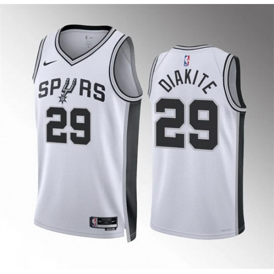 Men San Antonio Spurs 29 Mamadi Diakite White Association Edition Stitched Basketball Jersey Men San Antonio Spurs 29 Mamadi Diakite White Association Edition Stitched Basketball Jersey