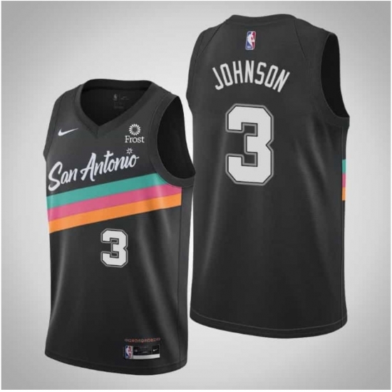 Men San Antonio Spurs 3 Keldon Johnson Black 2021 Nike City Edition Swingman Stitched NBA Jersey With The NEW Sponsor Logo Men San Antonio Spurs 3 Keldon Johnson Black 2021 Nike City Edition Swingman Stitched NBA Jersey With The NEW Sponsor Logo