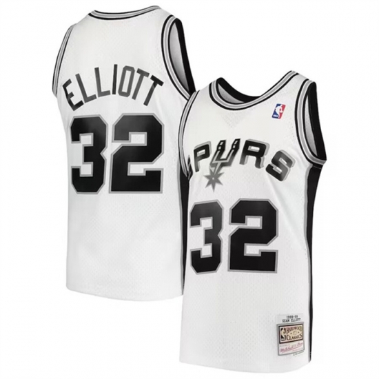 Men San Antonio Spurs 32 Sean Elliott White 1998 99 Hardwood Classics Swingman Stitched Jersey Men San Antonio Spurs 32 Sean Elliott White 1998 99 Hardwood Classics Swingman Stitched Jersey