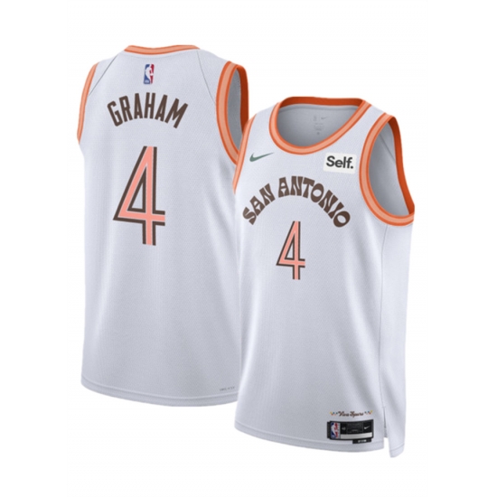 Men San Antonio Spurs 4 Devonte 27 Graham White 2023 24 City Edition Stitched Basketball Jersey Men San Antonio Spurs 4 Devonte 27 Graham White 2023 24 City Edition Stitched Basketball Jersey