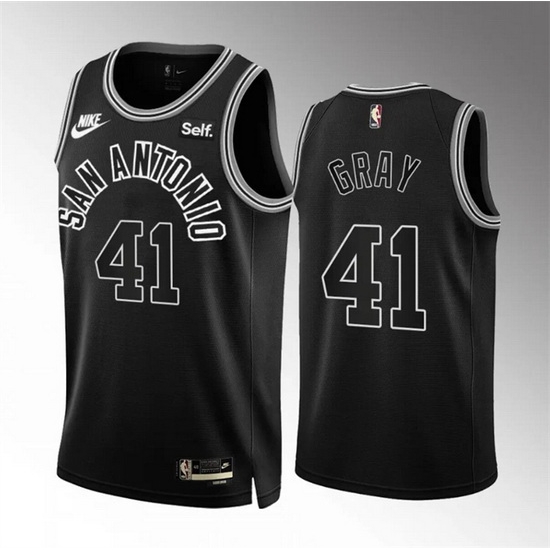 Men San Antonio Spurs 41 Raiquan Gray 2022 23 Black Classic Edition Stitched Basketball Jersey Men San Antonio Spurs 41 Raiquan Gray 2022 23 Black Classic Edition Stitched Basketball Jersey