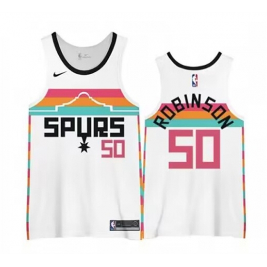 Men San Antonio Spurs 50 David Robinson White Stitched Basketball Jersey Men San Antonio Spurs 50 David Robinson White Stitched Basketball Jersey