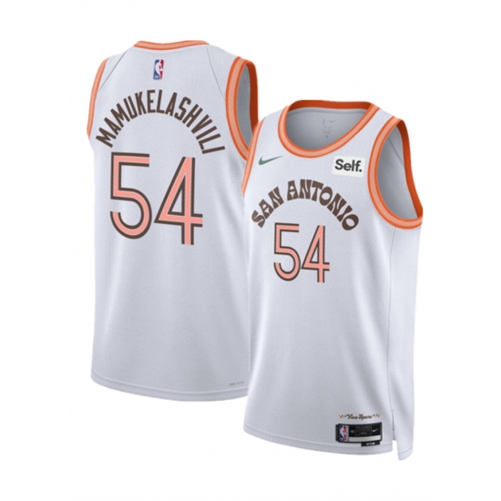Men San Antonio Spurs 54 Sandro Mamukelashvili White 2023 24 City Edition Stitched Basketball Jersey Men San Antonio Spurs 54 Sandro Mamukelashvili White 2023 24 City Edition Stitched Basketball Jersey