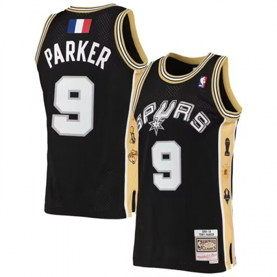 Men San Antonio Spurs 9 Tony Parker Black 2001 02 Hardwood Classics Swingman Stitched Jersey Men San Antonio Spurs 9 Tony Parker Black 2001 02 Hardwood Classics Swingman Stitched Jersey