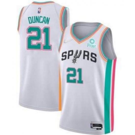 Men San Antonio Spurs Tim Duncan 2022 White City Diamond 75th Anniversary Jersey Men San Antonio Spurs Tim Duncan 2022 White City Diamond 75th Anniversary Jersey