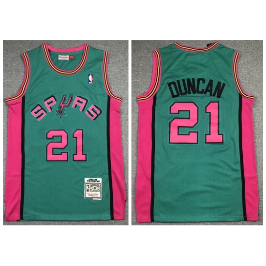 Men Spurs 21 Tim Duncan Green 1998 99 Hardwood Classics Jersey Men Spurs 21 Tim Duncan Green 1998 99 Hardwood Classics Jersey