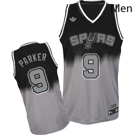 Mens Adidas San Antonio Spurs 9 Tony Parker Swingman BlackGrey Fadeaway Fashion NBA Jersey Mens Adidas San Antonio Spurs 9 Tony Parker Swingman BlackGrey Fadeaway Fashion NBA Jersey