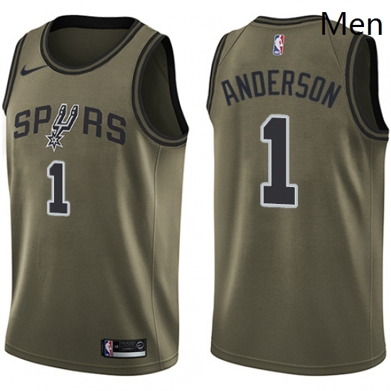 Mens Nike San Antonio Spurs 1 Kyle Anderson Swingman Green Salute to Service NBA Jersey Mens Nike San Antonio Spurs 1 Kyle Anderson Swingman Green Salute to Service NBA Jersey
