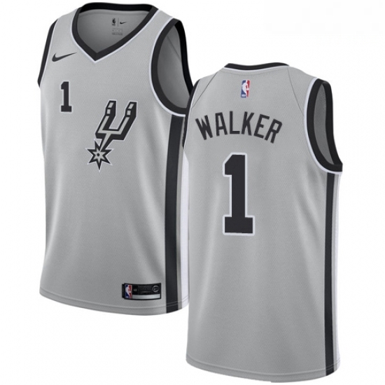 Mens Nike San Antonio Spurs 1 Lonnie Walker Swingman Silver NBA Jersey Statement Edition Mens Nike San Antonio Spurs 1 Lonnie Walker Swingman Silver NBA Jersey Statement Edition