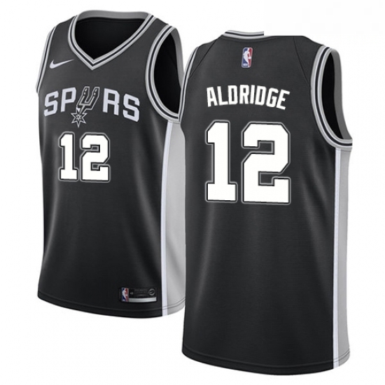 Mens Nike San Antonio Spurs 12 LaMarcus Aldridge Swingman Black Road NBA Jersey Icon Edition Mens Nike San Antonio Spurs 12 LaMarcus Aldridge Swingman Black Road NBA Jersey Icon Edition